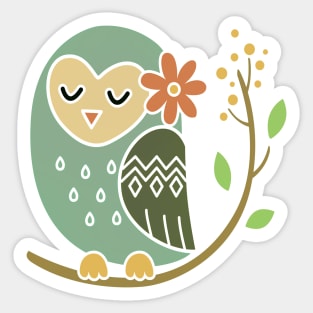 Owl on Branch Sticker